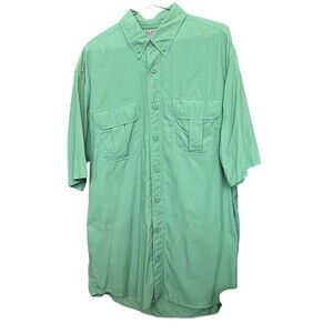 Duluth Trading Green Nylon Short Sleeve Shirt Outdoor Men's Size L/T #E1200